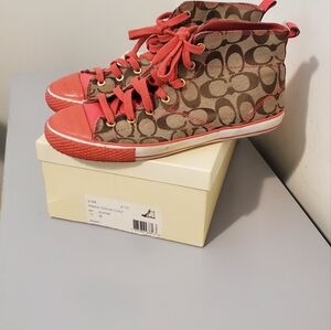 Coach Signature Brown and Pink High-Tops